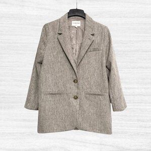 Claire Rose NA-KD Oversized Linen Look Blazer Taupe Neutral Minimalist Scandi 36